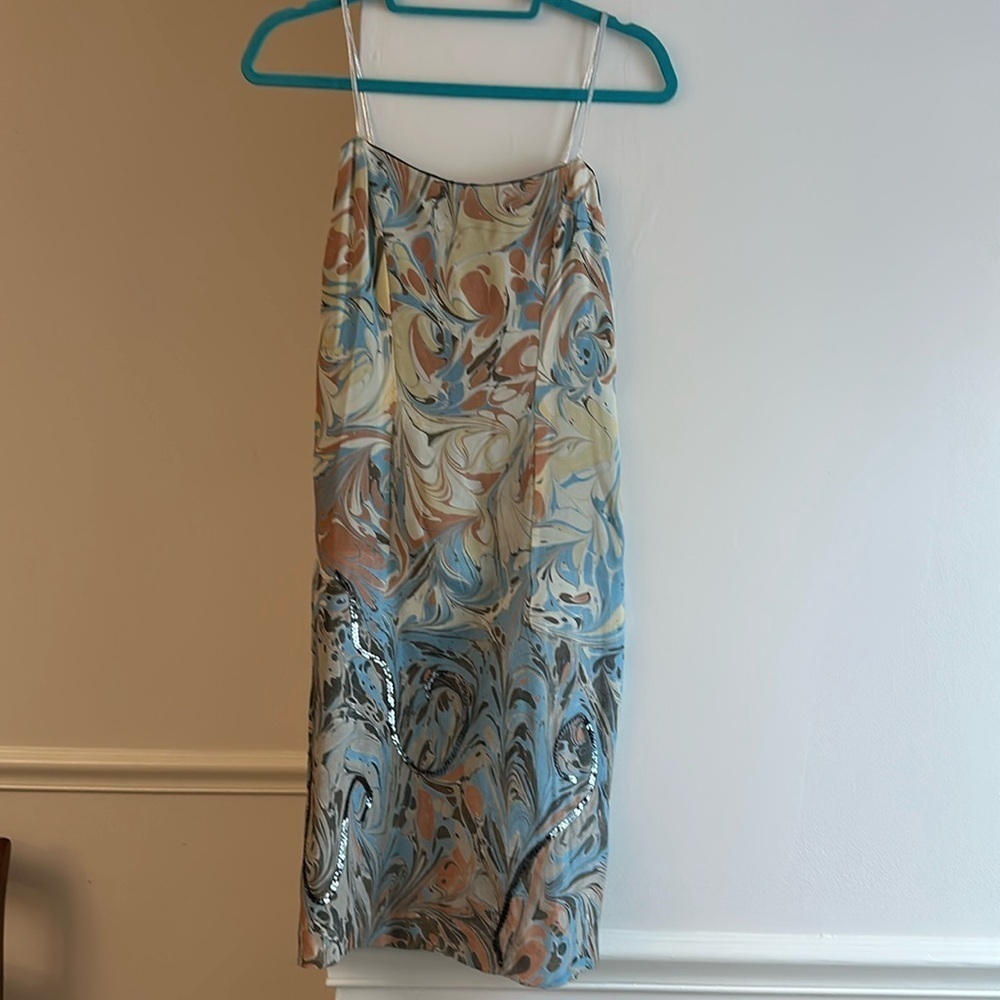 Designer sample spaghetti strap silk Dress sequin embellishment size 4.NWOT